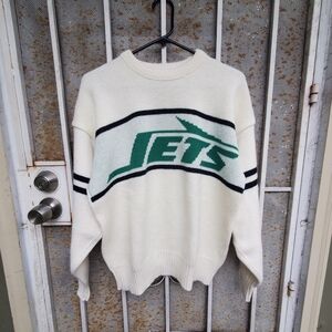 Vintage Cliff Engle NFL New York Jets Knit Pullover Sweater Size M USA.